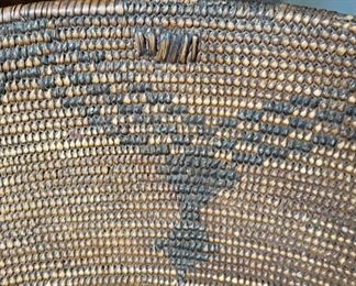 22in 1800s Antique Apache Tray Coiled Gathering Basket  Native American	5in h x 21.75 in diameter	

