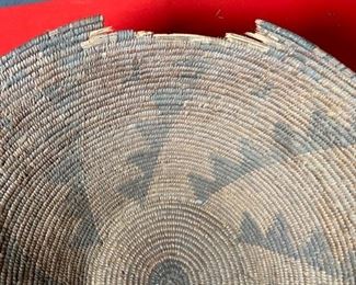 1800s Antique Apache Basket  Native American triangle Pattern	8x15.5in diameter	

