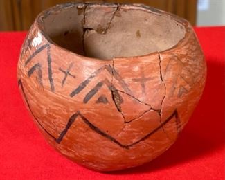 AS-IS Primitive Maricopa Pottery Bowl Native American Pot	5.5x 7in diameter	
