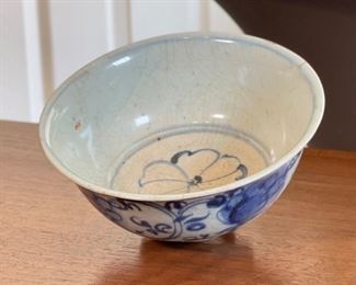 Antique Chinese Kraak Porcelain Bowl Blue & White Ming Wanli era Export Ware	3x6.5in Diameter	
