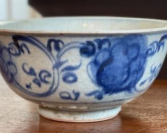 Antique Chinese Kraak Porcelain Bowl Blue & White Ming Wanli era Export Ware	3x6.5in Diameter	

