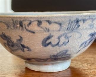 #2 Antique Chinese Kraak Porcelain Bowl Blue & White Ming  Horse  Export Ware	2.5x 5.5in	
