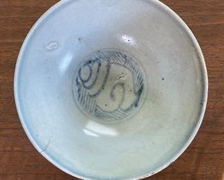 #2 Antique Chinese Kraak Porcelain Bowl Blue & White Ming  Horse  Export Ware	2.5x 5.5in	
