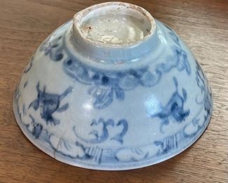 #2 Antique Chinese Kraak Porcelain Bowl Blue & White Ming  Horse  Export Ware	2.5x 5.5in	
