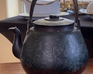 Antique Chinese Teapot Copper Tinned	7x8x8.5in	
