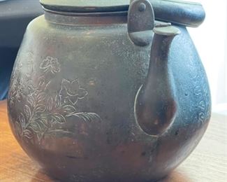 Antique Chinese Teapot Copper Tinned	7x8x8.5in	
