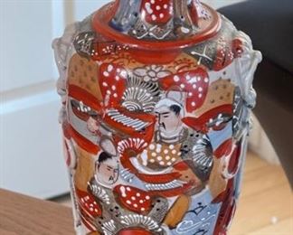Japanese Satsuma Ceramic Vase	14in H x 4.25in Diameter at rim	
