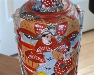 Japanese Satsuma Ceramic Vase	14in H x 4.25in Diameter at rim	
