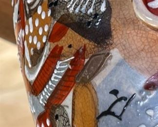 Japanese Satsuma Ceramic Vase	14in H x 4.25in Diameter at rim	
