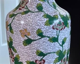 2pc Chinese Cloisonne Vases Cloisonné PAIR Enamel	9in H x 3in Diameter at rim	
