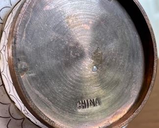 2pc Chinese Cloisonne Vases Cloisonné PAIR Enamel	9in H x 3in Diameter at rim	
