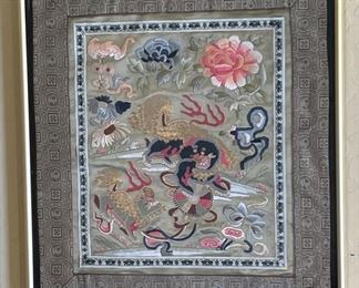 Chinese Silk Embroidery Art Lion Framed	17x15.5x1in	HxWxD
