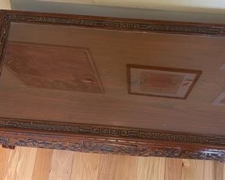 Vintage Chinese Carved Wood Coffee Table	15 x 42 x 22 in	HxWxD
