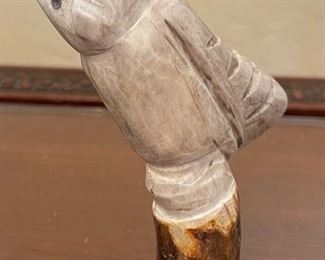 Antique Carved Bone Owl, Cane topper	4 inches long	
