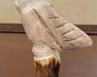 Antique Carved Bone Owl, Cane topper	4 inches long	
