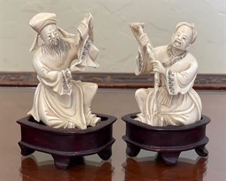 2pc Ivory Figures Chinese Carvings PAIR	3 inches high	
