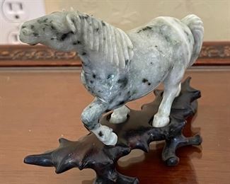 2pc Stone Carved horses Asian	4in in H	
