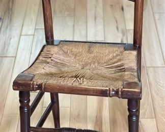 Antique Rush Seat Chair	34 x 17. 5 x 17. 5 seat; 18.5	HxWxD
