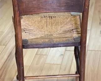 Antique Rush Seat Chair	34 x 17. 5 x 17. 5 seat; 18.5	HxWxD
