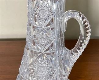 Antique American Brilliant Cut Glass Water Pitcher Tankard	7.75 x 5 x 7 in	HxWxD
