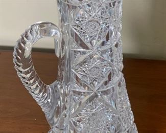 Antique American Brilliant Cut Glass Water Pitcher Tankard	7.75 x 5 x 7 in	HxWxD
