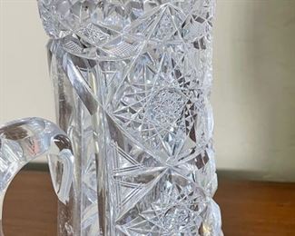 Antique American Brilliant Cut Glass Water Pitcher Tankard	7.75 x 5 x 7 in	HxWxD
