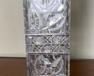 American Brilliant Cut Glass Square Vase Flower Butterfly	13.5 x 5 x 5 in	HxWxD

