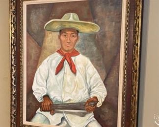 Original Art Audu Bell Machete Man	Frame :38x32x2in	HxWxD
