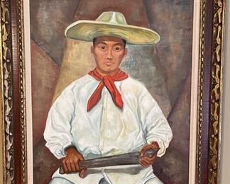 Original Art Audu Bell Machete Man	Frame :38x32x2in	HxWxD
