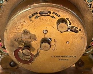 CYMA Swiss Clock by Robert Vintage Rhinestone	3.5 x 4.5 x 2in	HxWxD
