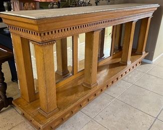 Huge Antique Oak Mirror Back Bar Counter	40. 5 x 87x 19in	HxWxD
