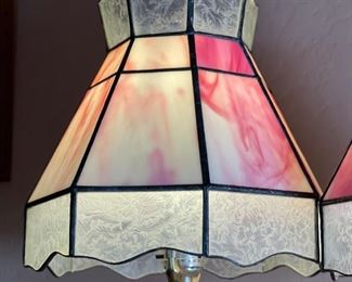 2pc Hand Painted Glass Slag Lamp s PAIR	23 inches high	
