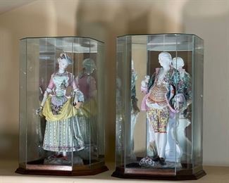 2pc Meissen Style Porcelain Statues Sculptures	18 x 6 x 6in	
