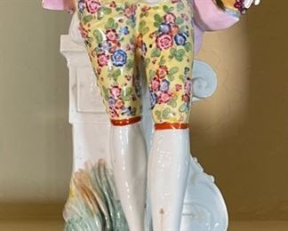 2pc Meissen Style Porcelain Statues Sculptures	18 x 6 x 6in	
