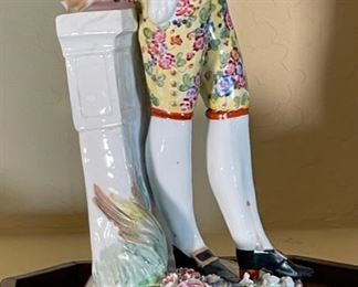 2pc Meissen Style Porcelain Statues Sculptures	18 x 6 x 6in	
