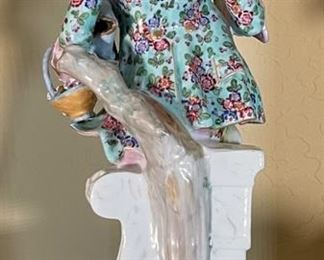 2pc Meissen Style Porcelain Statues Sculptures	18 x 6 x 6in	
