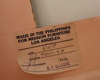 Mission Furniture Travertine Tile Table Single	21.5 x 27 x 27in	HxWxD
