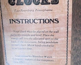 Hamilton Schoolhouse Wall Clock	30 x 15 x 5in	HxWxD
