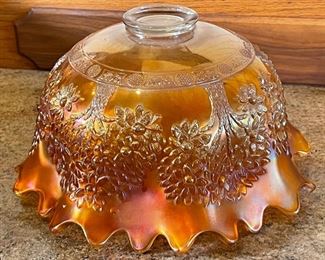 Fenton Orange Carnival Glass Flower Tree Centerpiece Bowl	5.5in x  10.75 in Diameter	

