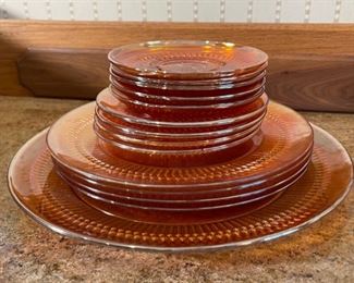 Lot of 14 Carnival Glass Plates	14 plates	
