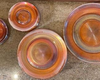 Lot of 14 Carnival Glass Plates	14 plates	
