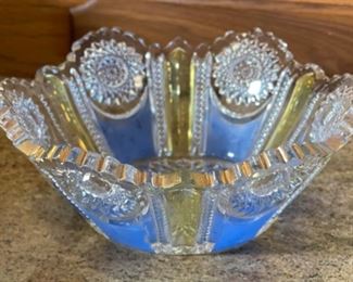 Antique  Bowl Blue Gold Clear	3.5 x 6 diameter	
