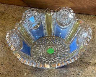 Antique  Bowl Blue Gold Clear	3.5 x 6 diameter	
