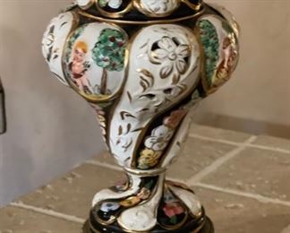 Antique Ornate Porcelain  lamp	26 in Hx 13 in diameter	
