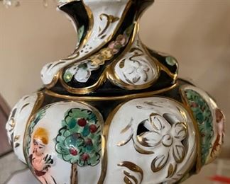 Antique Ornate Porcelain  lamp	26 in Hx 13 in diameter	
