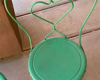 2pc Antique Twisted Wire Parlor Chairs Heart Back	35 x 14 x 12	HxWxD
