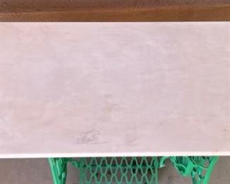 Antique Singer Treadle Cast Iron Base Marble Top Bistro Table	29 x 35 x 15.5	HxWxD
