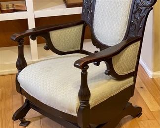 Antique Upholstered Spring Rocking Chair	37x25x26in	HxWxD
