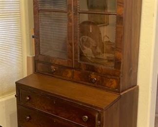 Antique Bookcase Secretary Desk	77x36x20in	HxWxD
