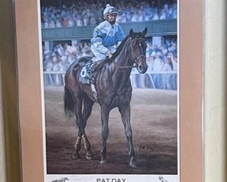 Pat day Horse Race Litho Michael DuVall Signed	24.5 x 18.5in	
